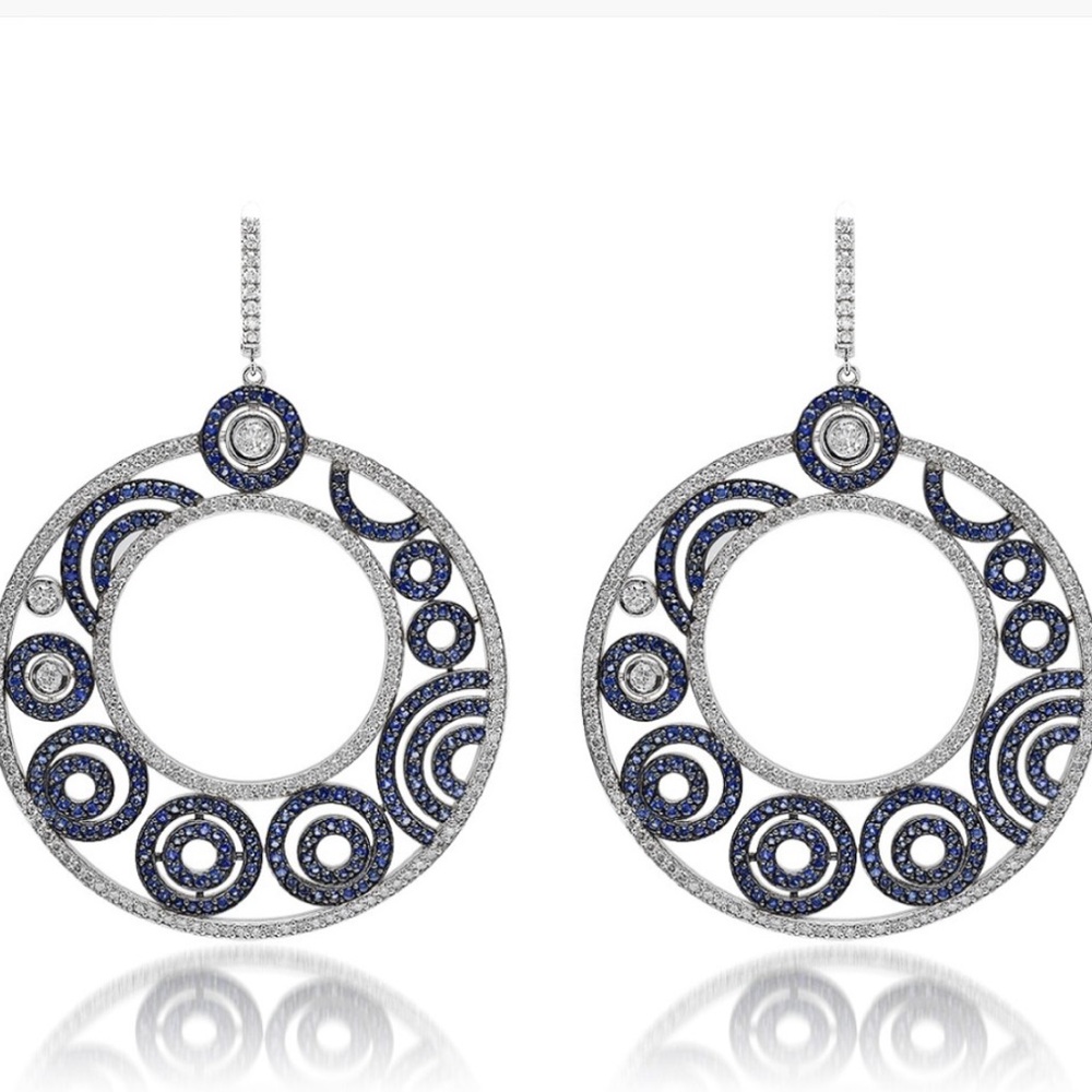 14K Gold Sapphire and Diamond Earrings